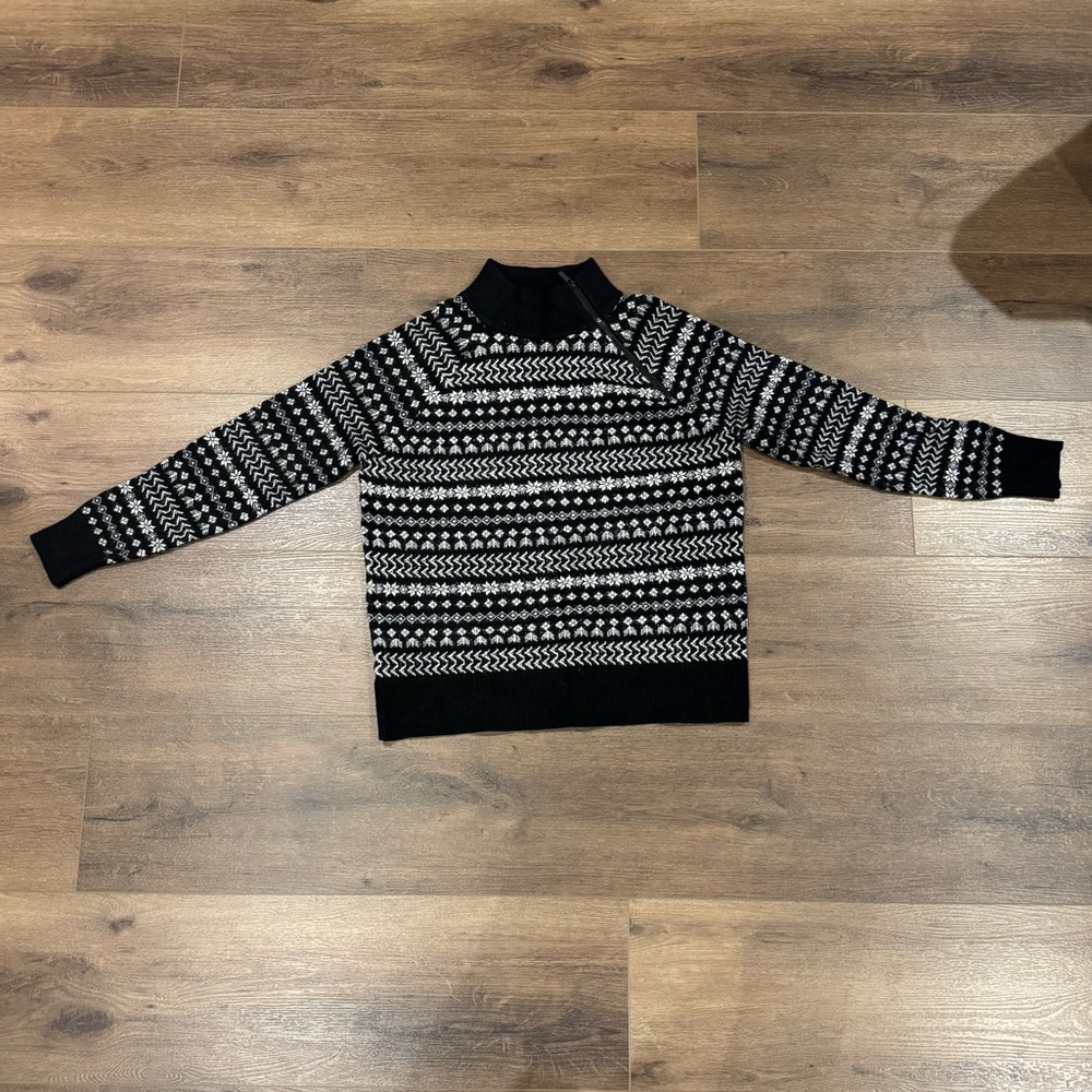 Lou & grey mock neck sweater, black and white, size M, worn 1x